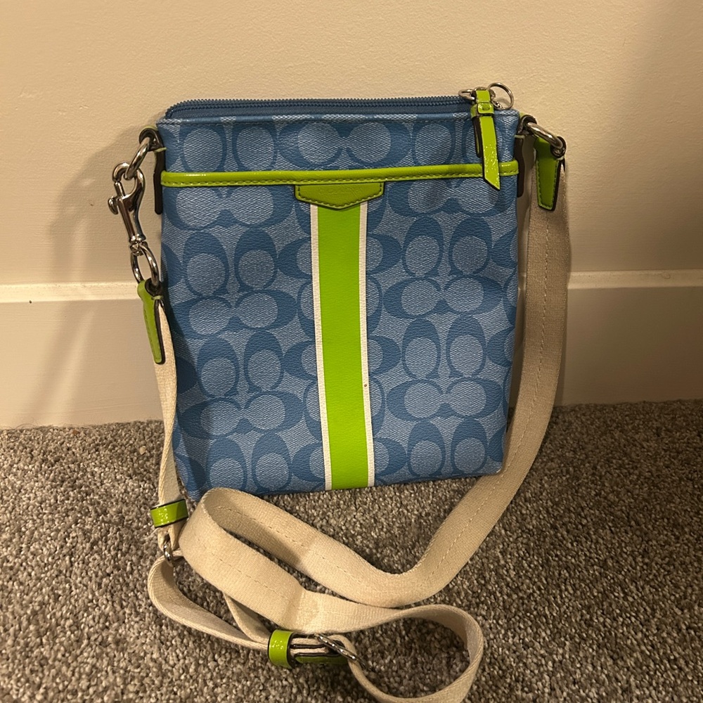 Y2K Coach Blue and Lime Crossbody Bag